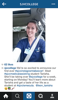 SJVC Instagram student takeover Tanisha