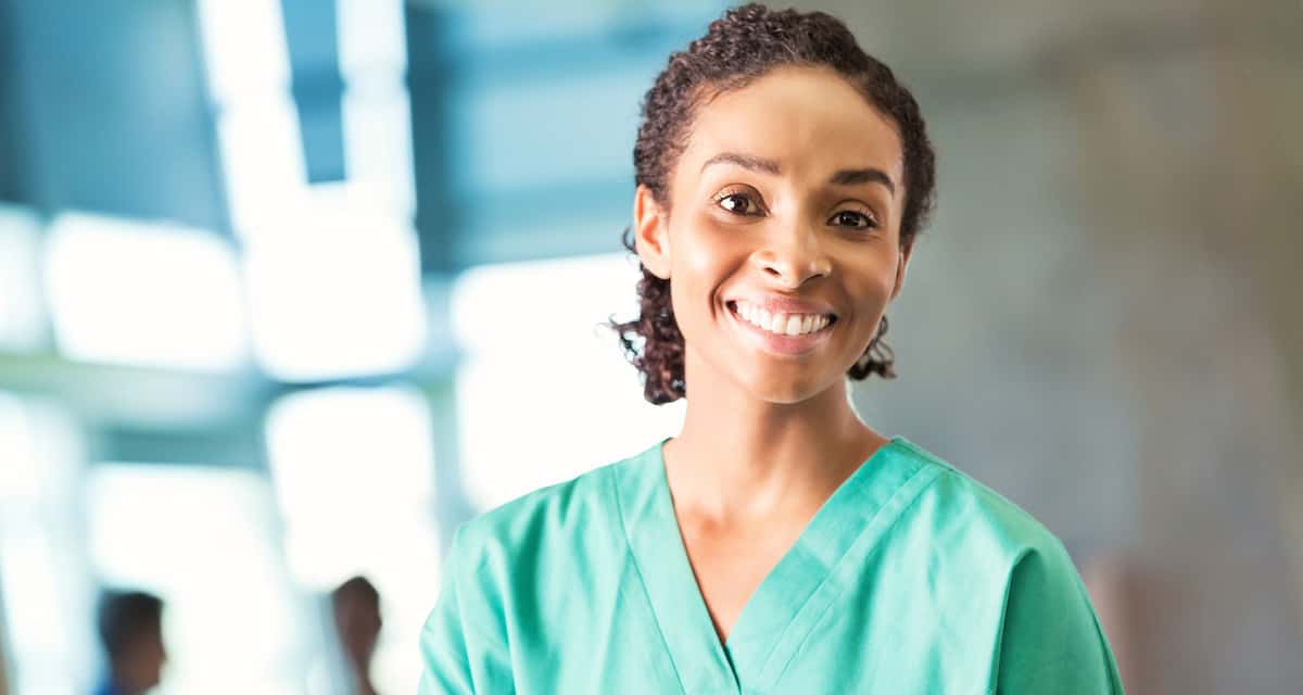 Young adult African American nurse or healthcare professional in hospital