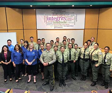SJVC Visalia campus students and staff with Sheriff Boudreaux