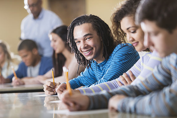 Students taking exam